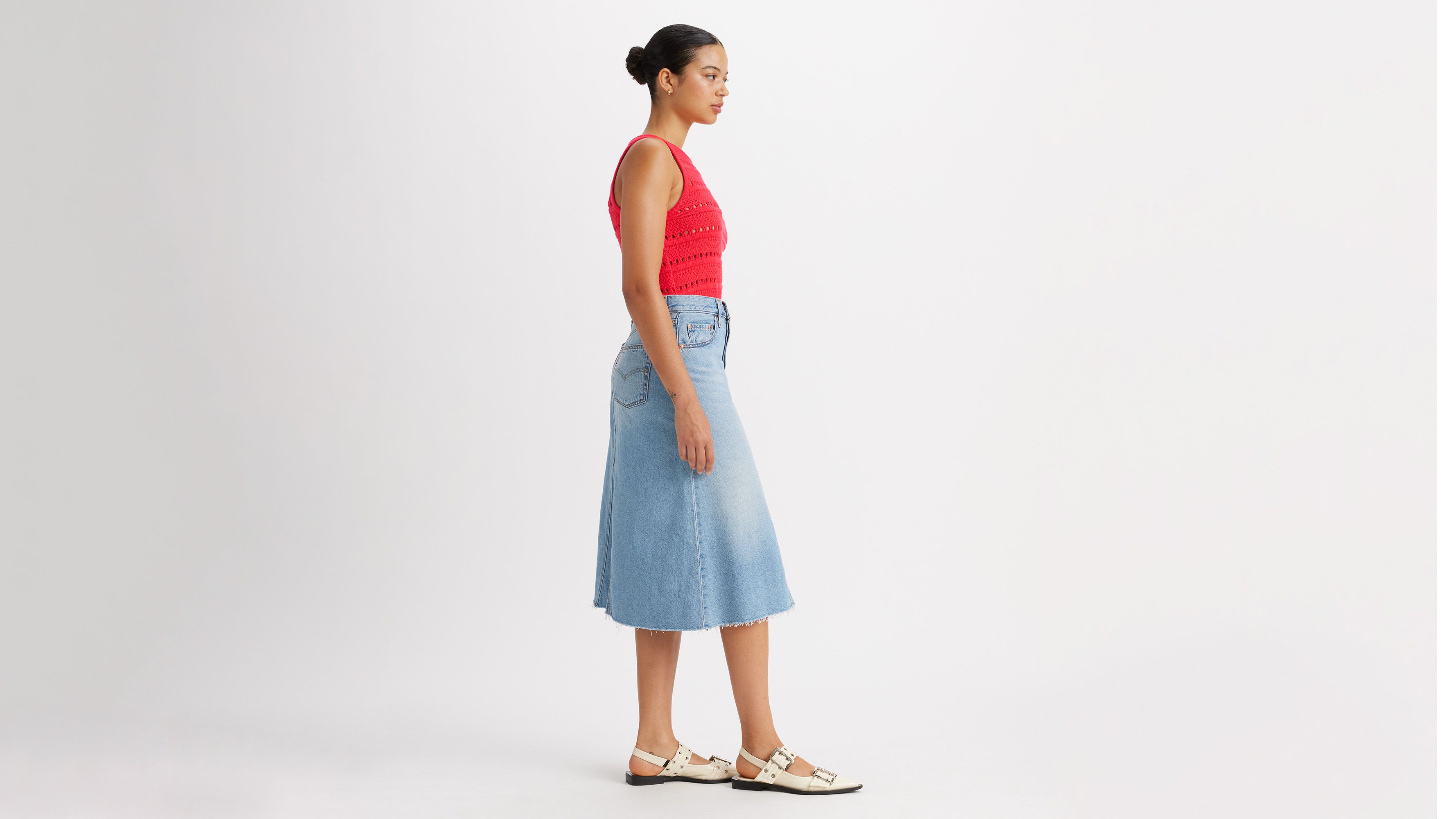 Jupe coupe en A taille haute Decon - Secret Secret - Bleu