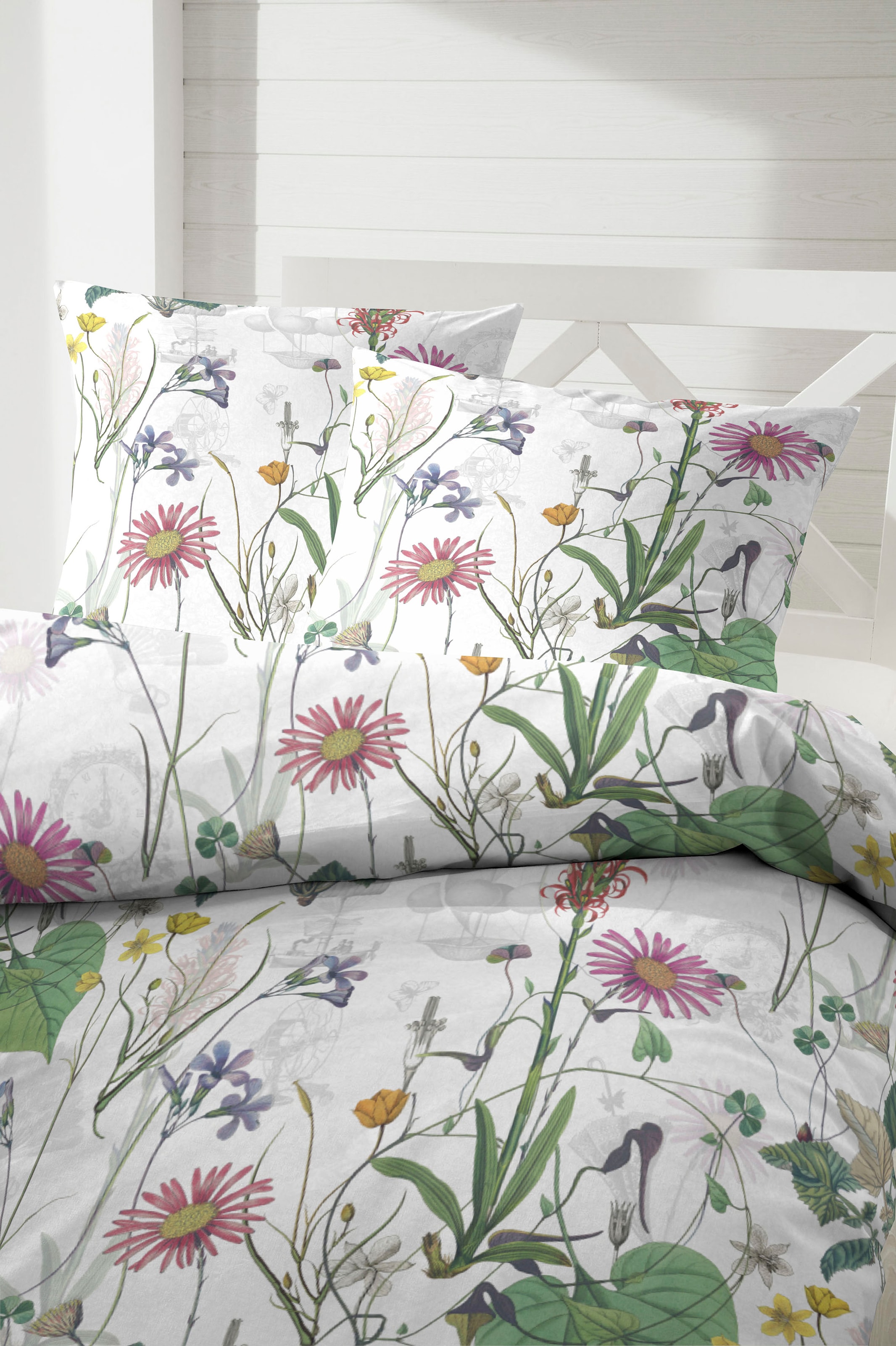Primera Bettwäsche »Mako-Satin Bettwäsche Botanicals« 2 Stk. tlg. Mit satten Grüntönen