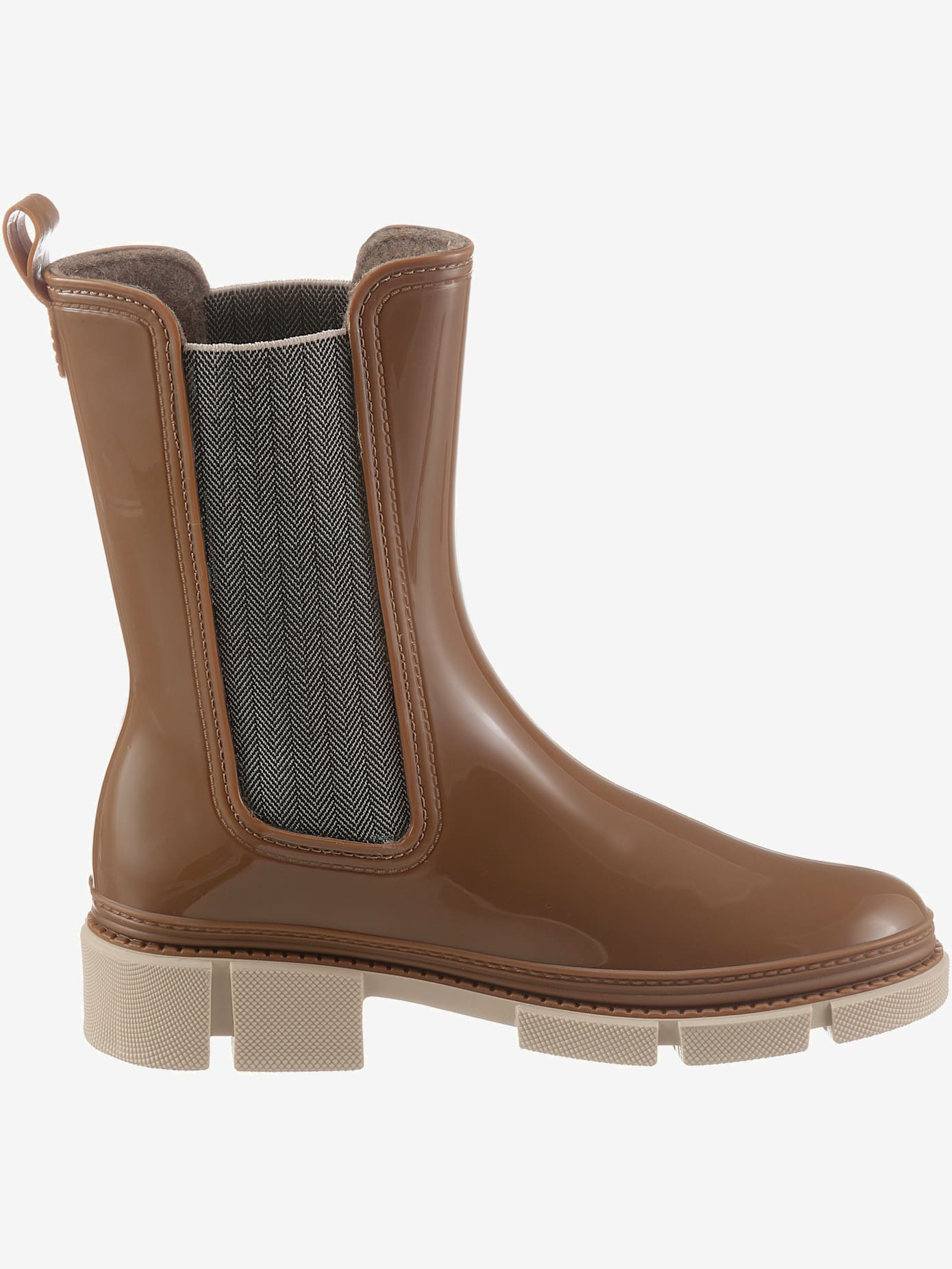 Bottes en caoutchouc à enfiler, empiècements extensibles et rabat
