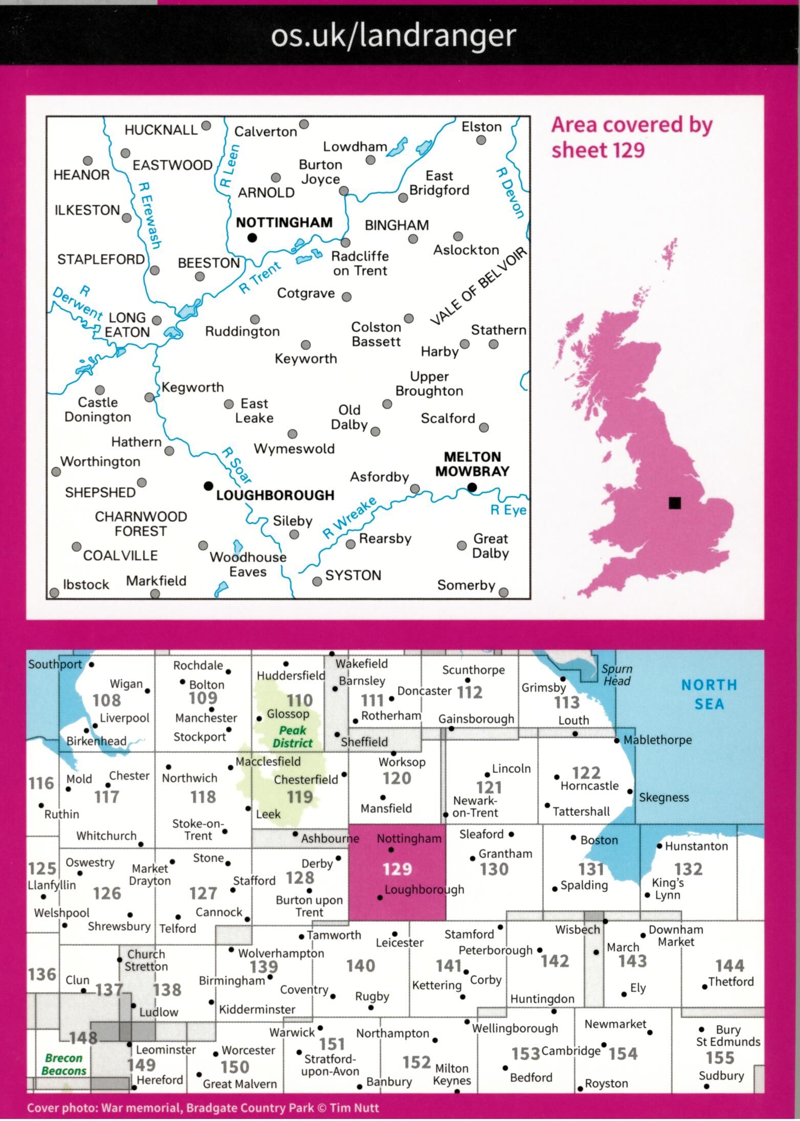ORDNANCE SURVEY - 129 GB NOTTINGHAM 1 50 000