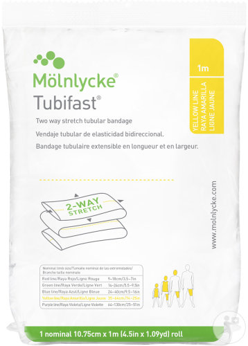 Tubifast Bandage Tubulaire Technologie 2-Way Stretch Ligne Jaune 10,75cm x 1m Pièce 1