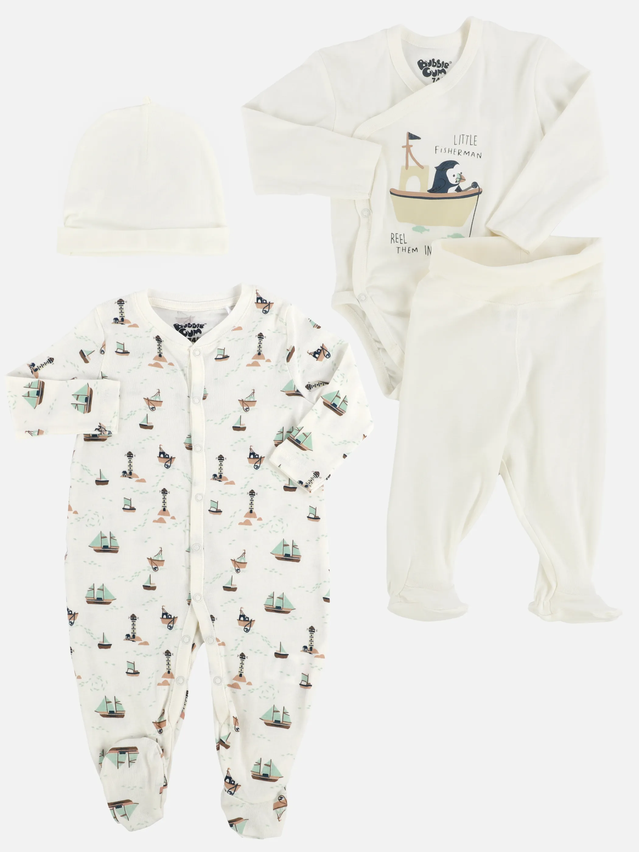 Baby Strampler Set, best. aus Body, Strampler, Hose und Mütze