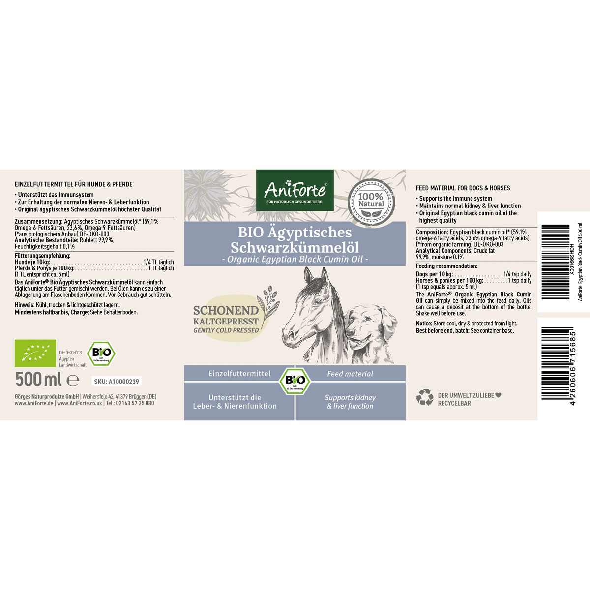 AniForte Bio Ägyptisches Schwarzkümmelöl