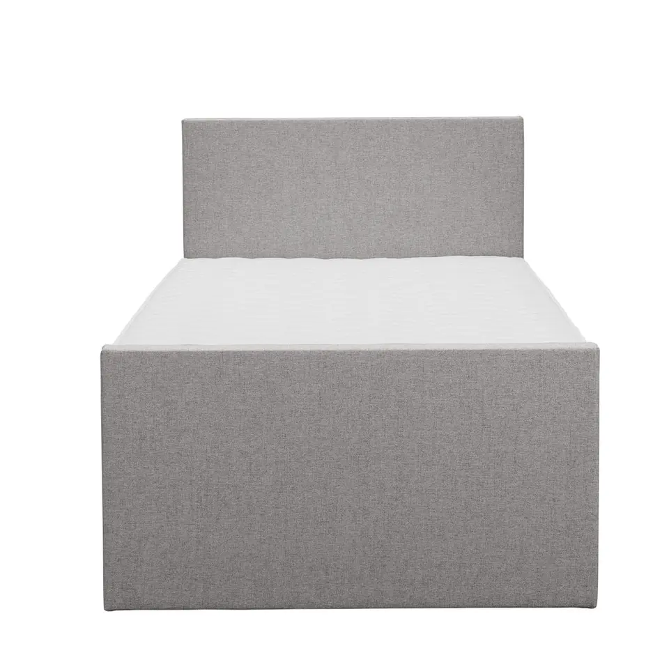 Boxspring met voetbord Liv egaal - lichtgrijs - 120x200 cm - vierkante poot