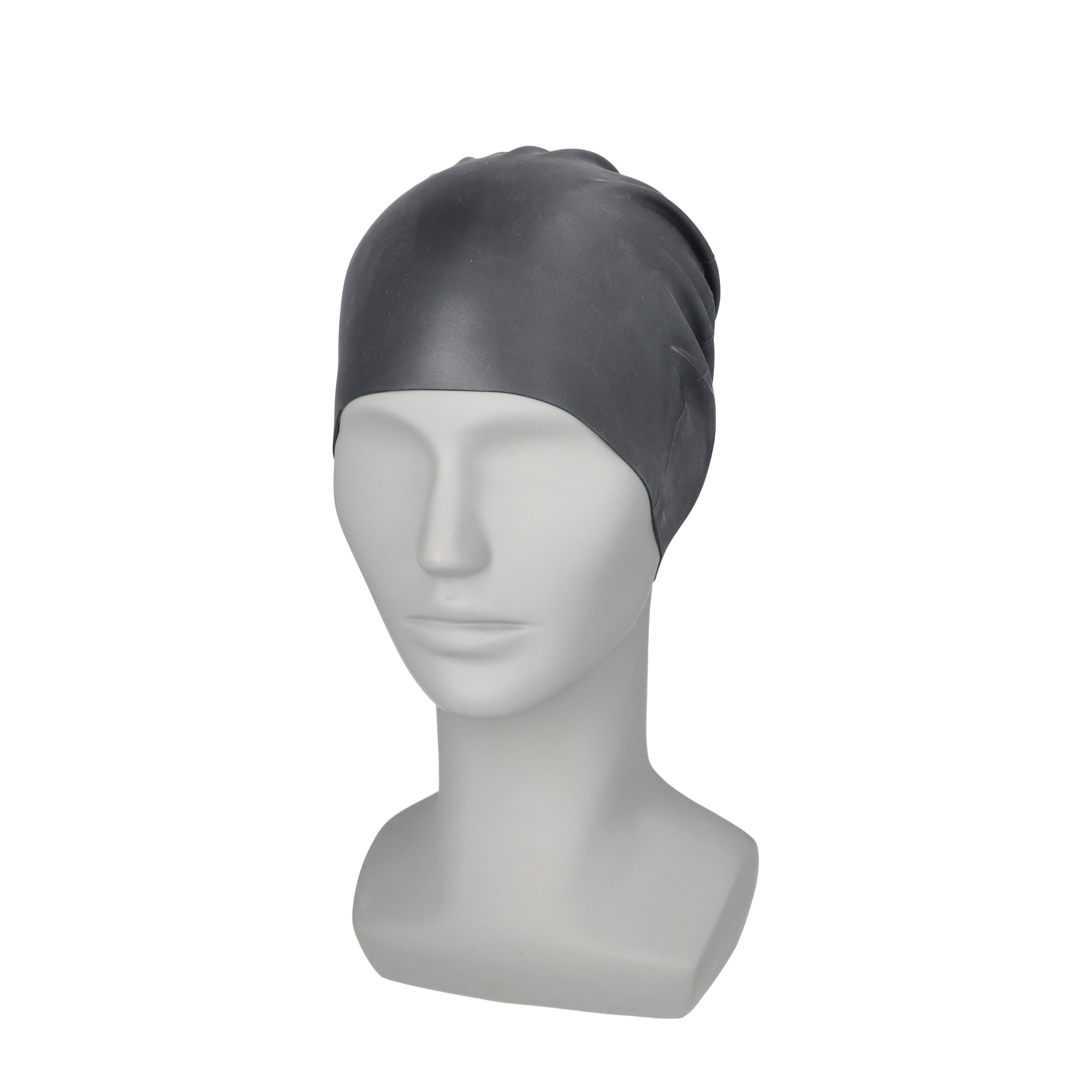 (2er Set) Silikon Bade Kappe Dehnbare Schwimm Haube Bademütze (One Size) - Schwarz / Blau