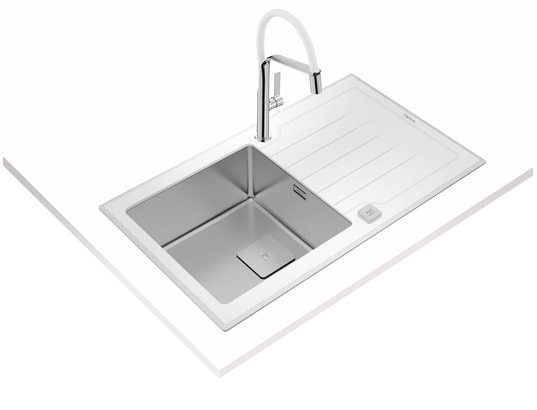 TEKA - Evier à encastrer Diamond RS15, Verre trempé, Cuve inox, 115100012