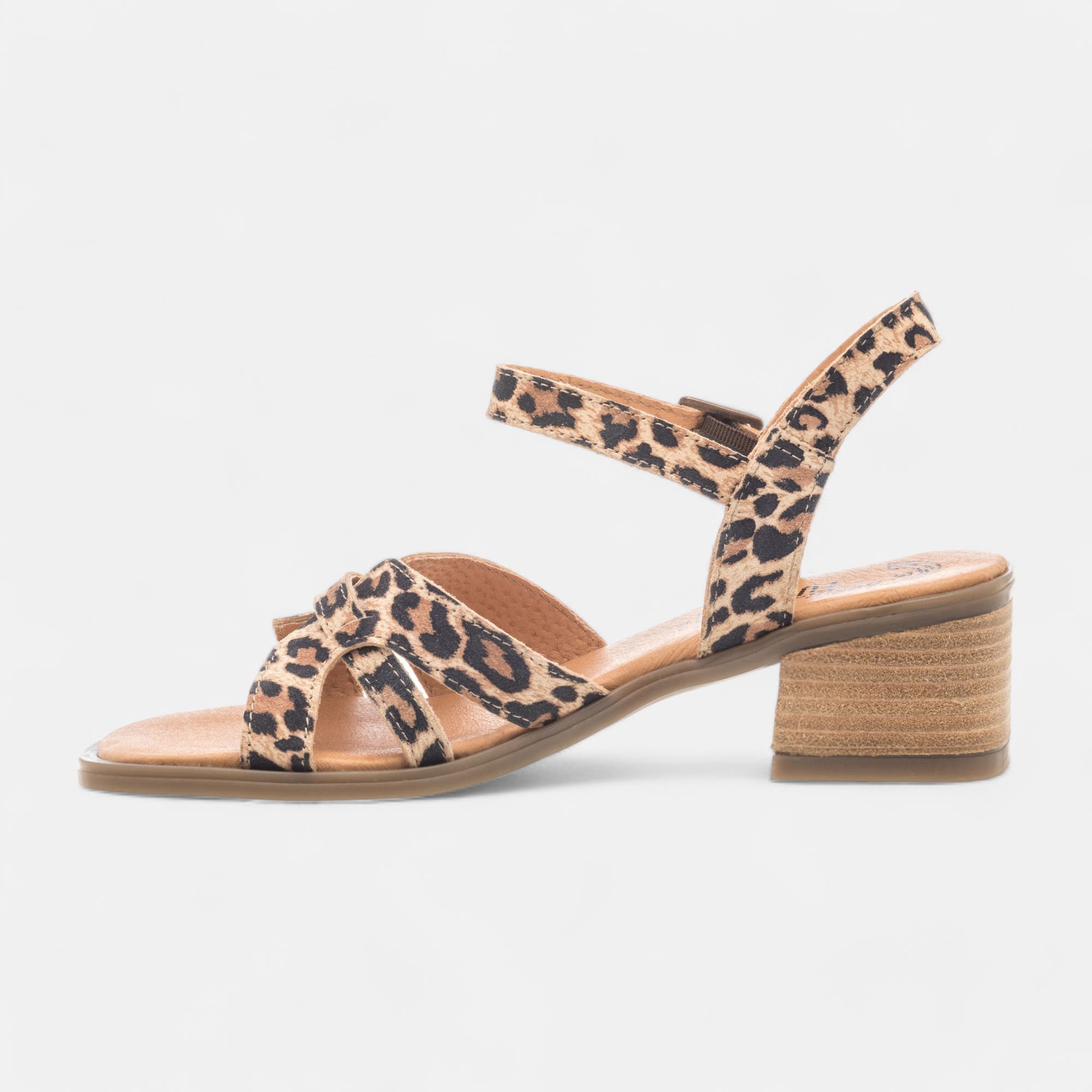 Nu-pieds à talon Femme en cuir cognac