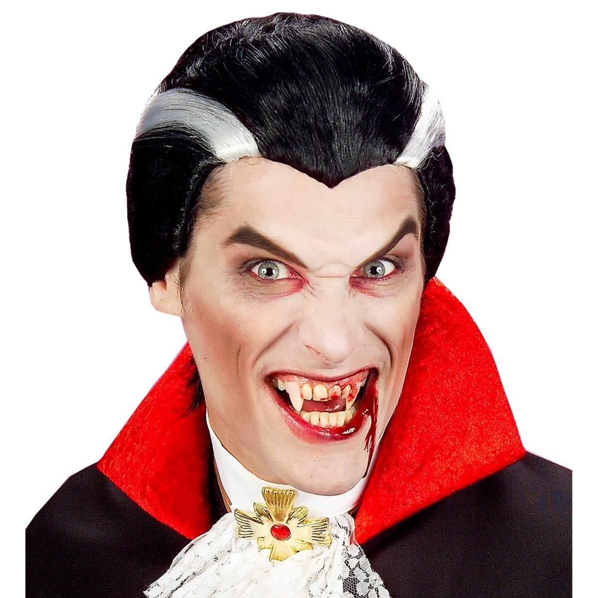 Halloween Pruik Wit Zwart Heren Vampier