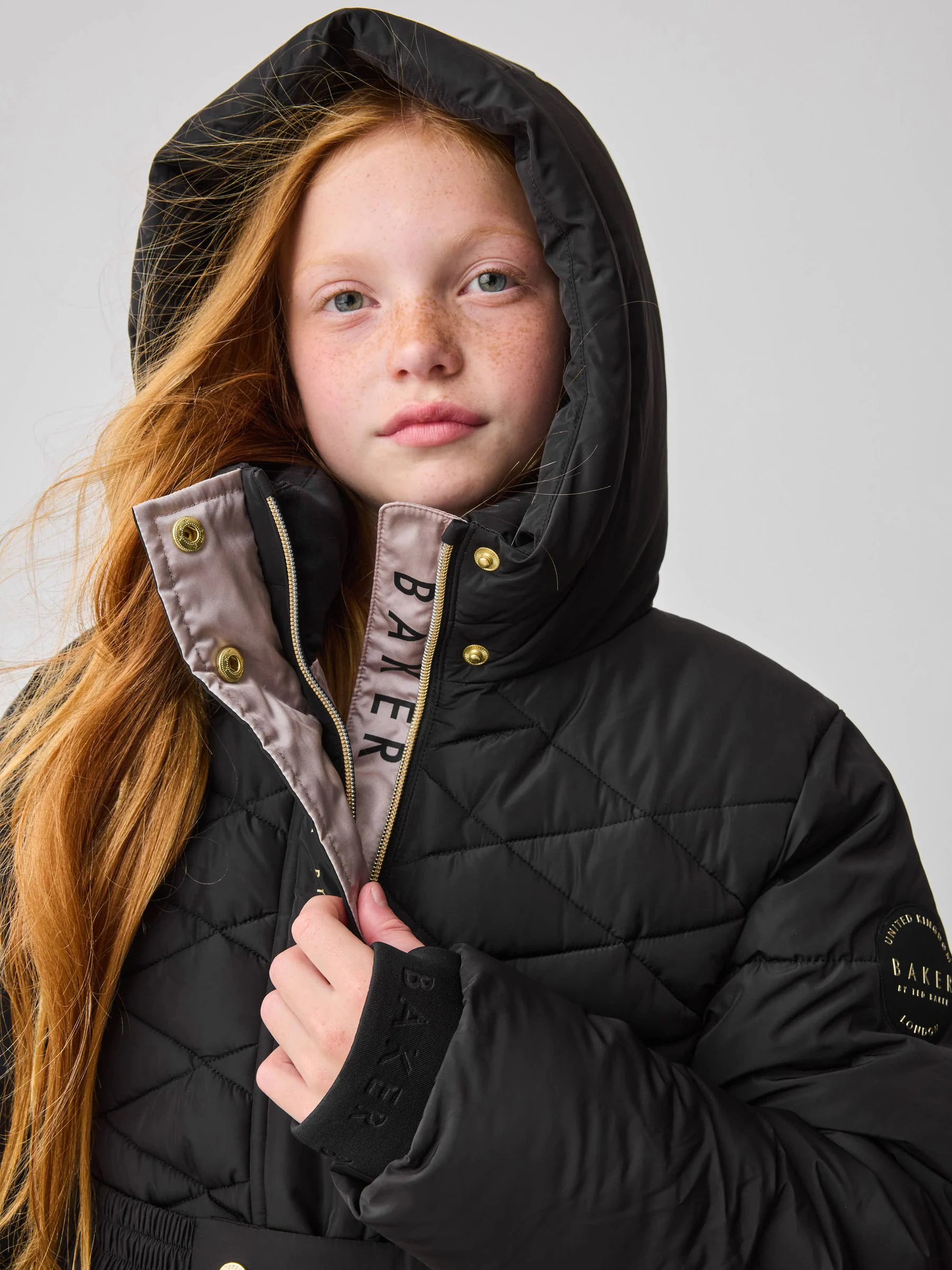 Zwart - Baker by Ted Baker - Regenbestendige halfzware gevoerde jas met ceintuur