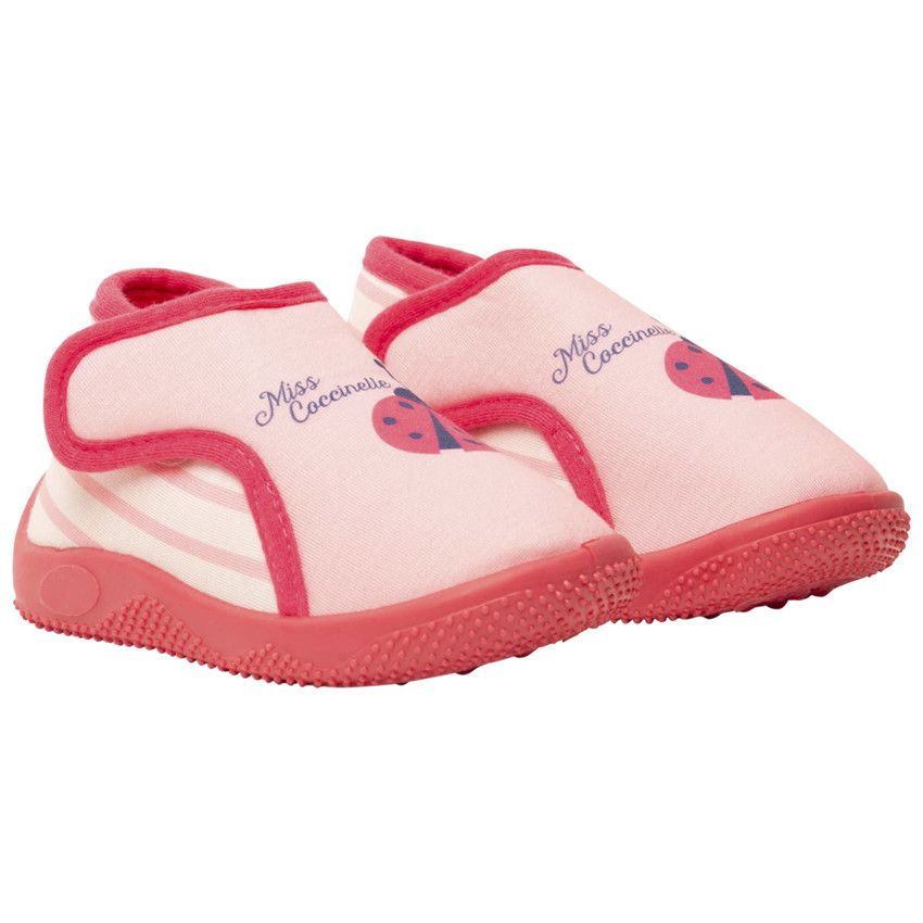Chaussons forme bottillons print coccinelle à scratch pour bébé fille - Multicolore