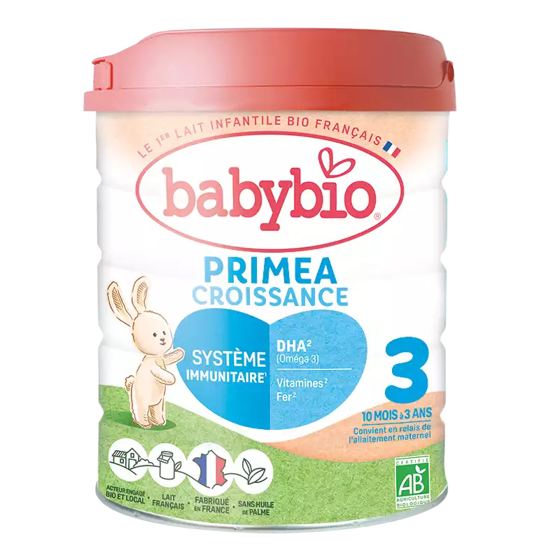 Primea Croissance 3 au Lait de Vache Français de 10 Mois à 3 Ans Bio Babybio - 800 g