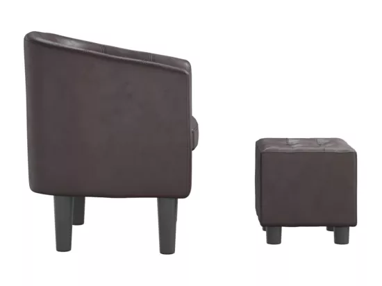 Fauteuil avec repose-pied marron similicuir