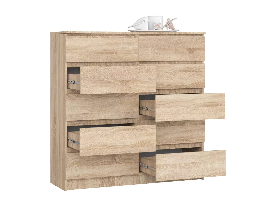 Commode AKORD K120 Chêne Sonoma 120 cm 10 tiroirs façade Chêne Sonoma 120x40x121 cm