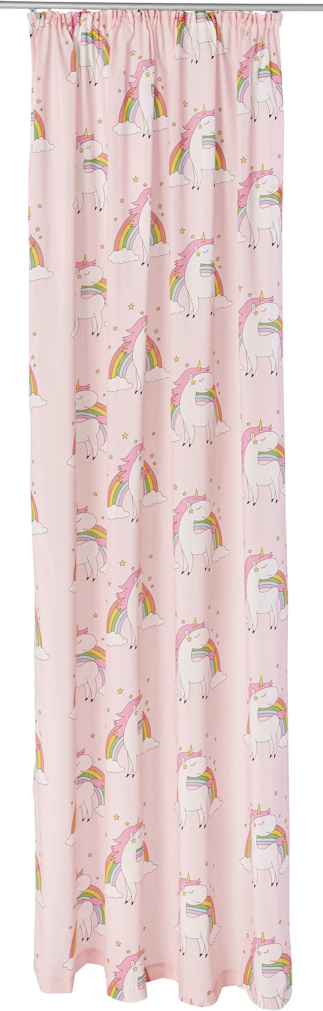 GOODproduct Gardine »EINHORN« Kräuselband 1 Stk. tlg. Kindergardine, bedruckt, halbtransparent, Einhörner, Regenbogen