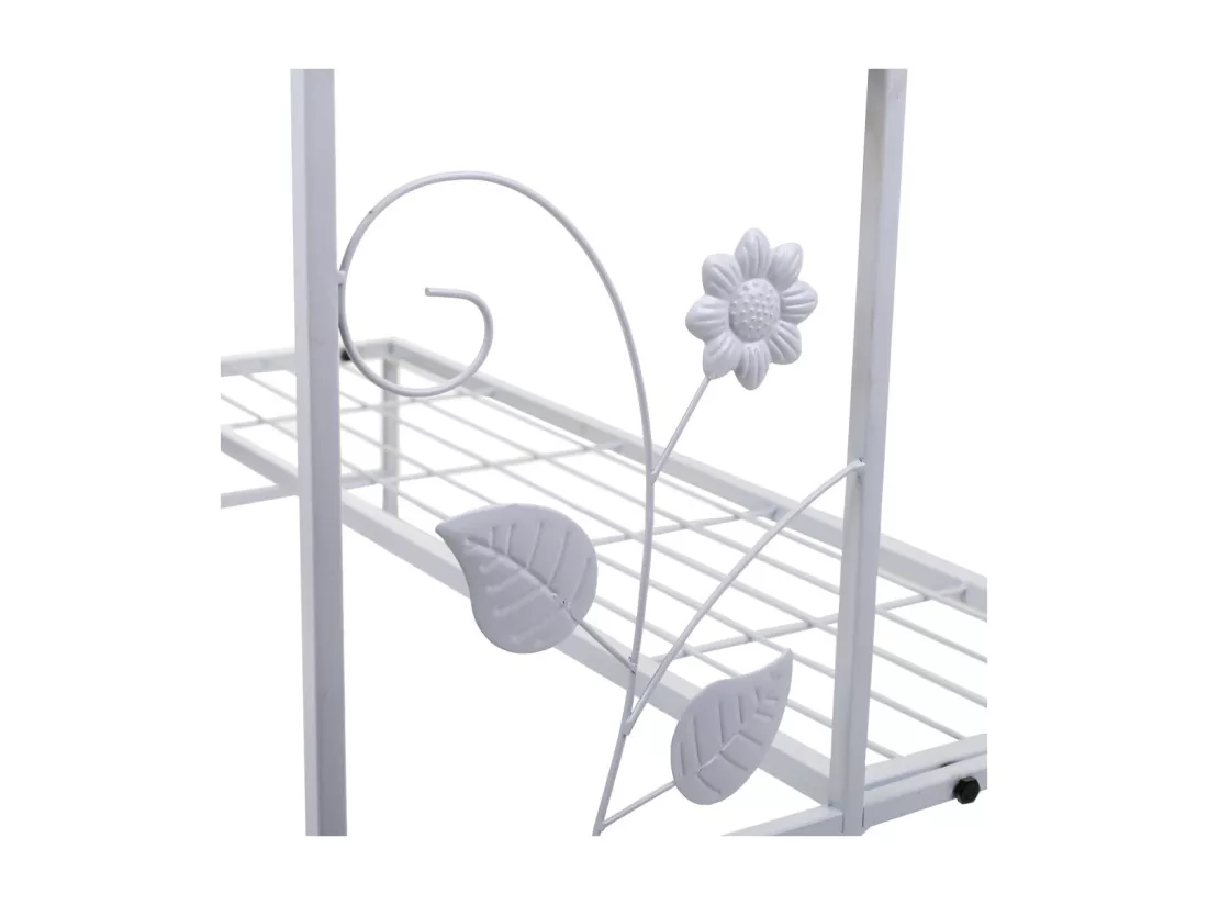 Support pour pots de fleurs en métal blanc 80x44x44h