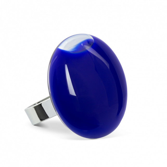 Bague en verre soufflé - Galet Medium Milk