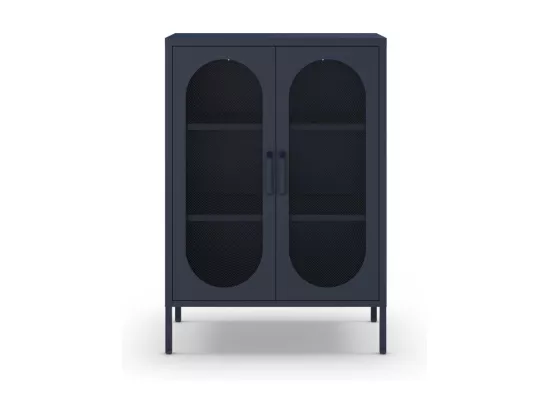 Zio - Buffet 2 portes en métal H100cm - Bleu nuit
