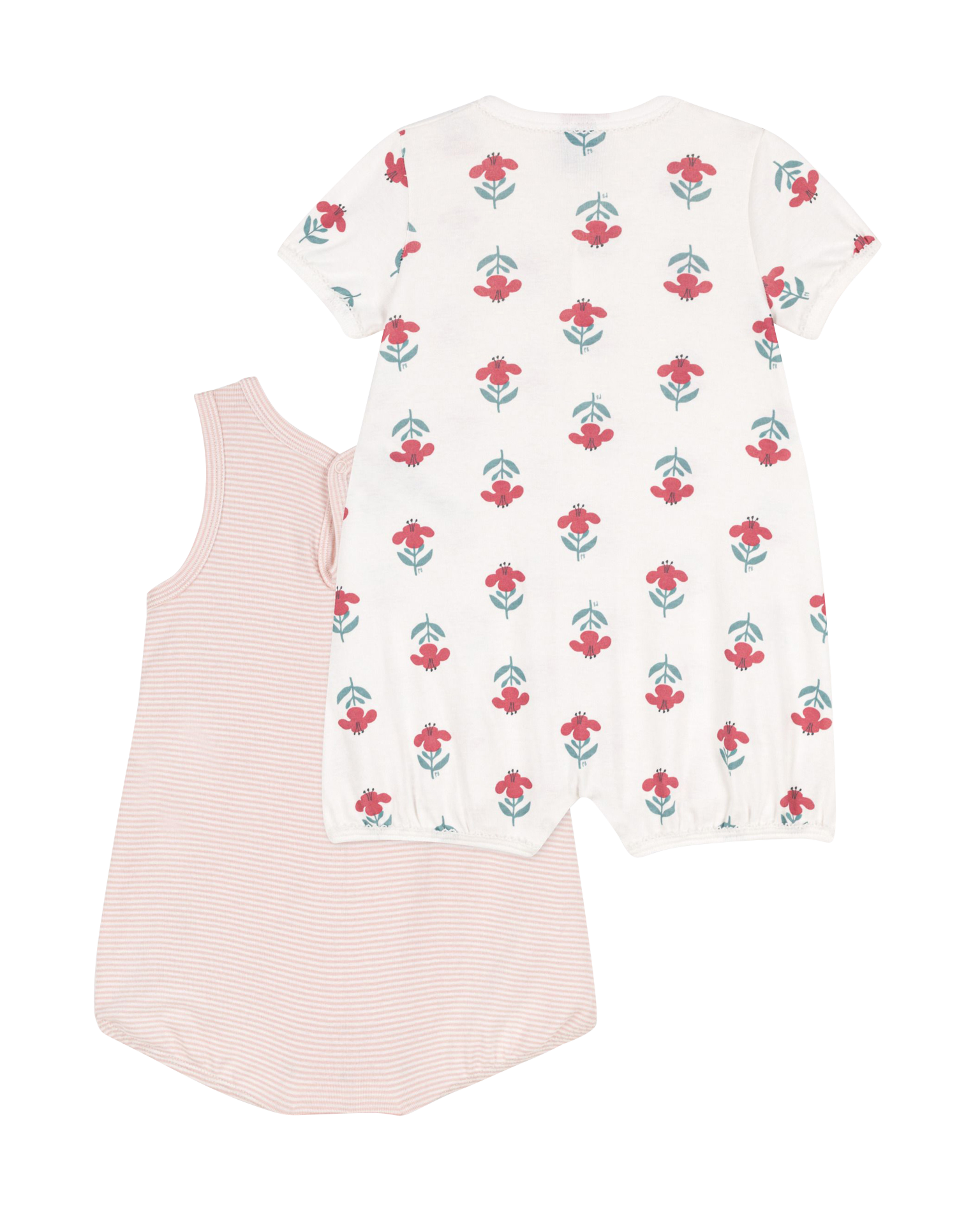 Lot de 2 combinaisons courtes en coton bio | Multicolore