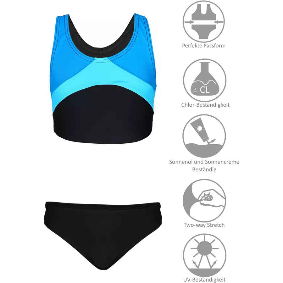 Aquarti Mädchen Sport Bikini Racerback Bustier & Bikinislip hellblau