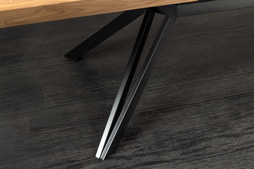 Ausziehbarer Esstisch GIANT 200-320cm natur Eiche schwarz Metall