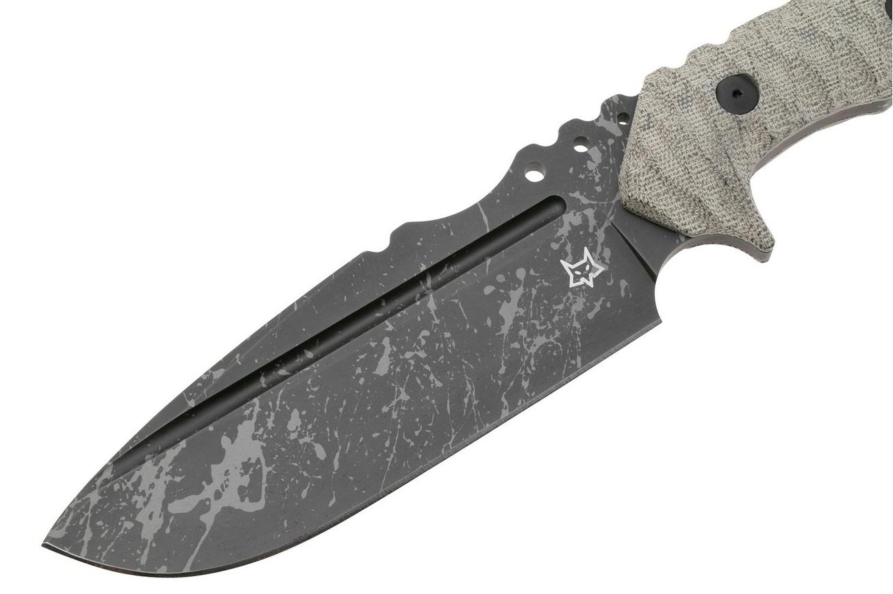 Fox Knives Uro FX-623-ODA, Acid Washed Niolox, OD-Green Micarta vaststaand mes, Wander Tactical design