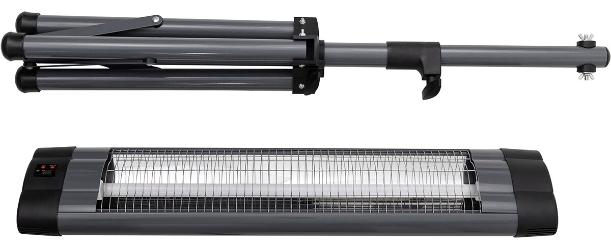 Heidenfeld Infrarot-Heizstrahler IH100, mit Stativ, 850-2500 Watt, Fernbedienung, Edelstahl, Timer
