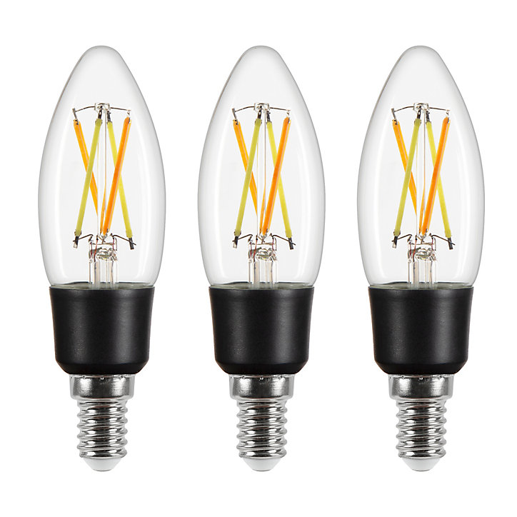 3 ampoules LED connectées Myko E14 flamme à filament 470lm=40W variation de blancs Jacobsen transparent