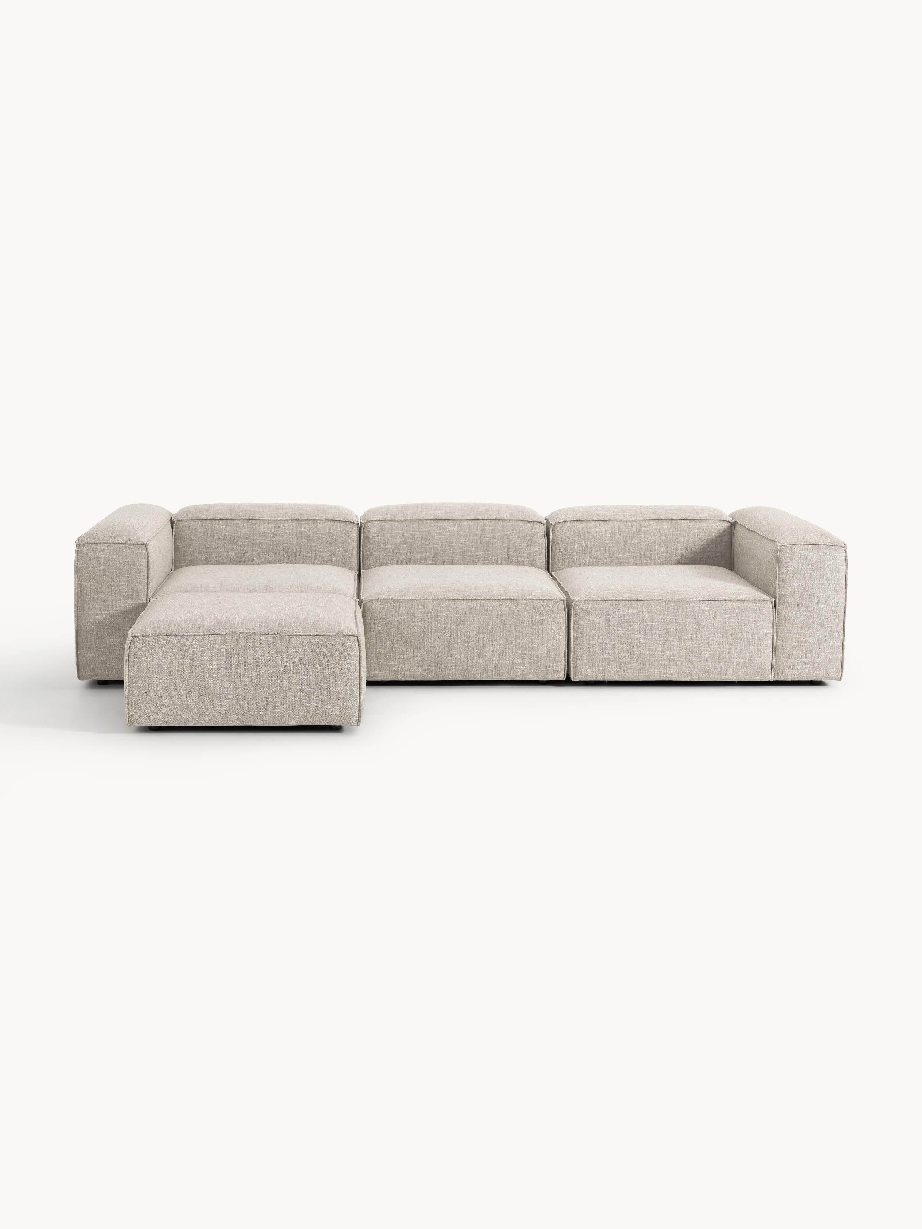 Modulaire bank Lennon (4-zits) van linnenmix met poef (links/rechts)