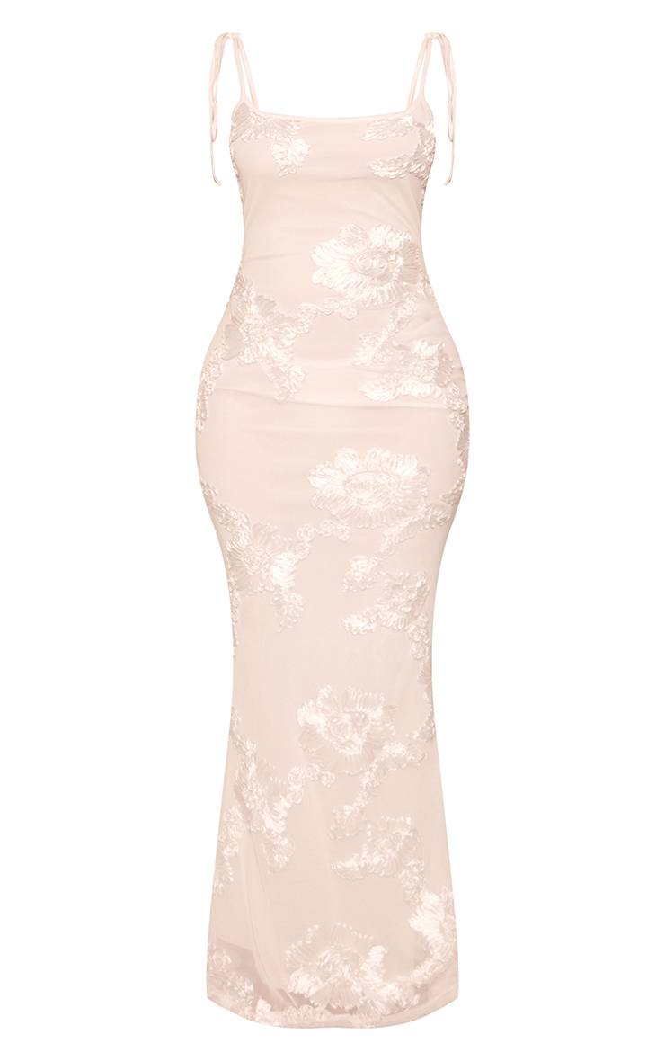 Blanc Robe Maxi À Détails Fleuris Petite Taille