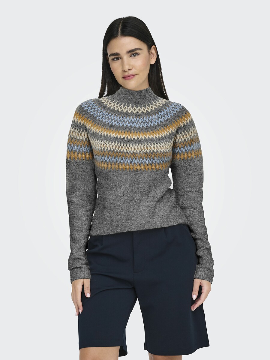 SOMENTE<br>Suéter em malha fina com padrão jacquard