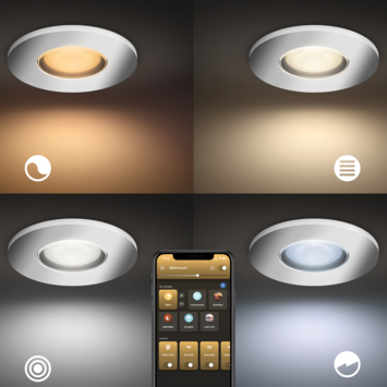 Philips Hue badkamerinbouwspot Xamento chroom - wit en gekleurd 6W - rond
