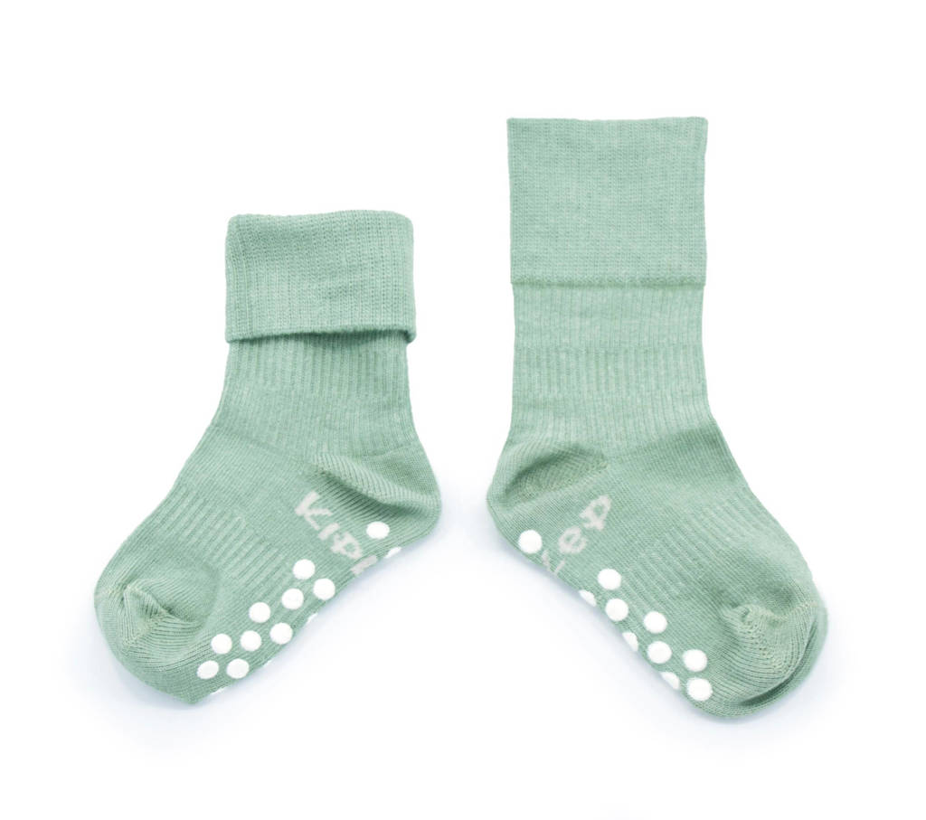 Blijf-Sokjes met anti-slip nopjes 12-18 mnd groen
