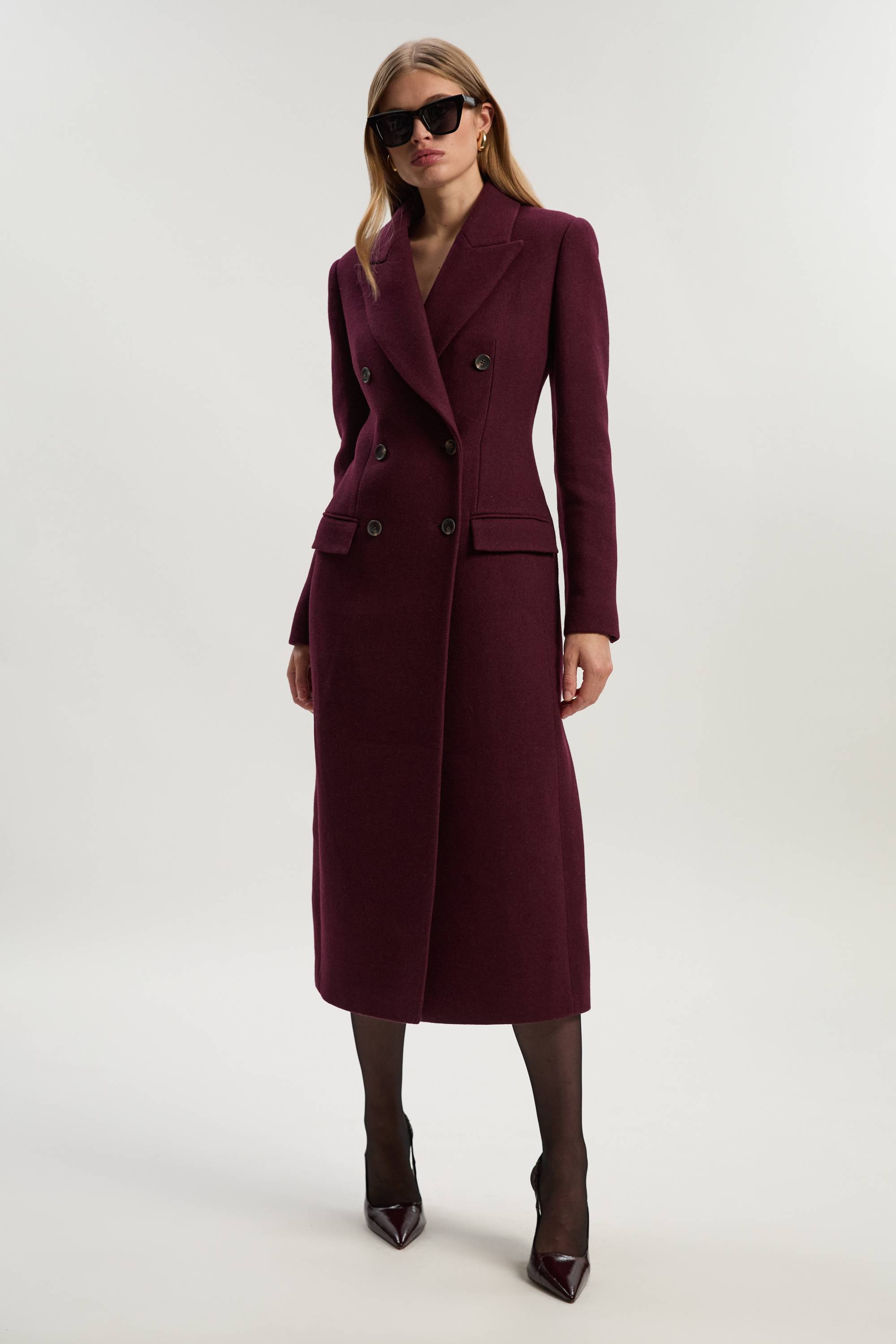 KarenMillen Manteau Midi Croisé Ajusté en Laine