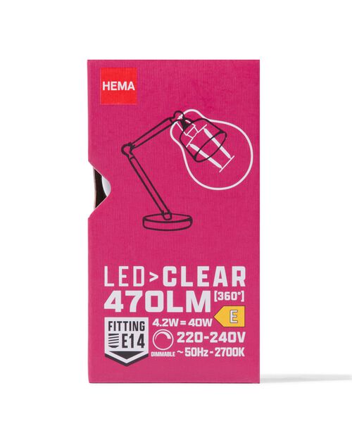 ampoule led clear E14 4,2W 470lm dim