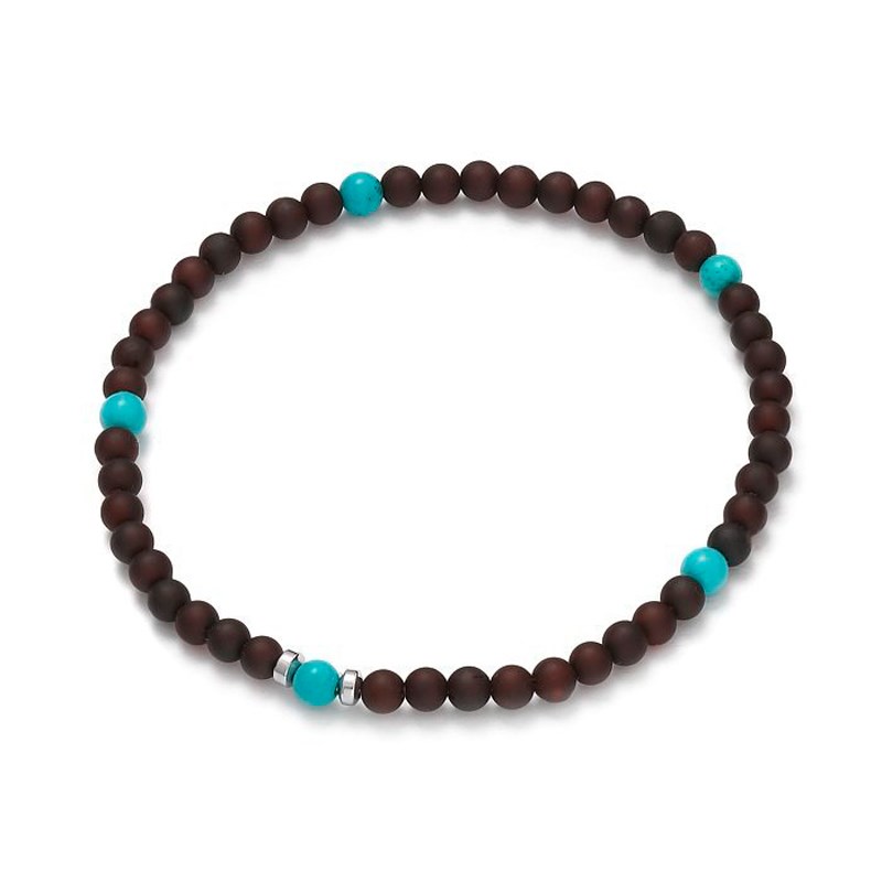 Bracelet élastique turquoise et ambre