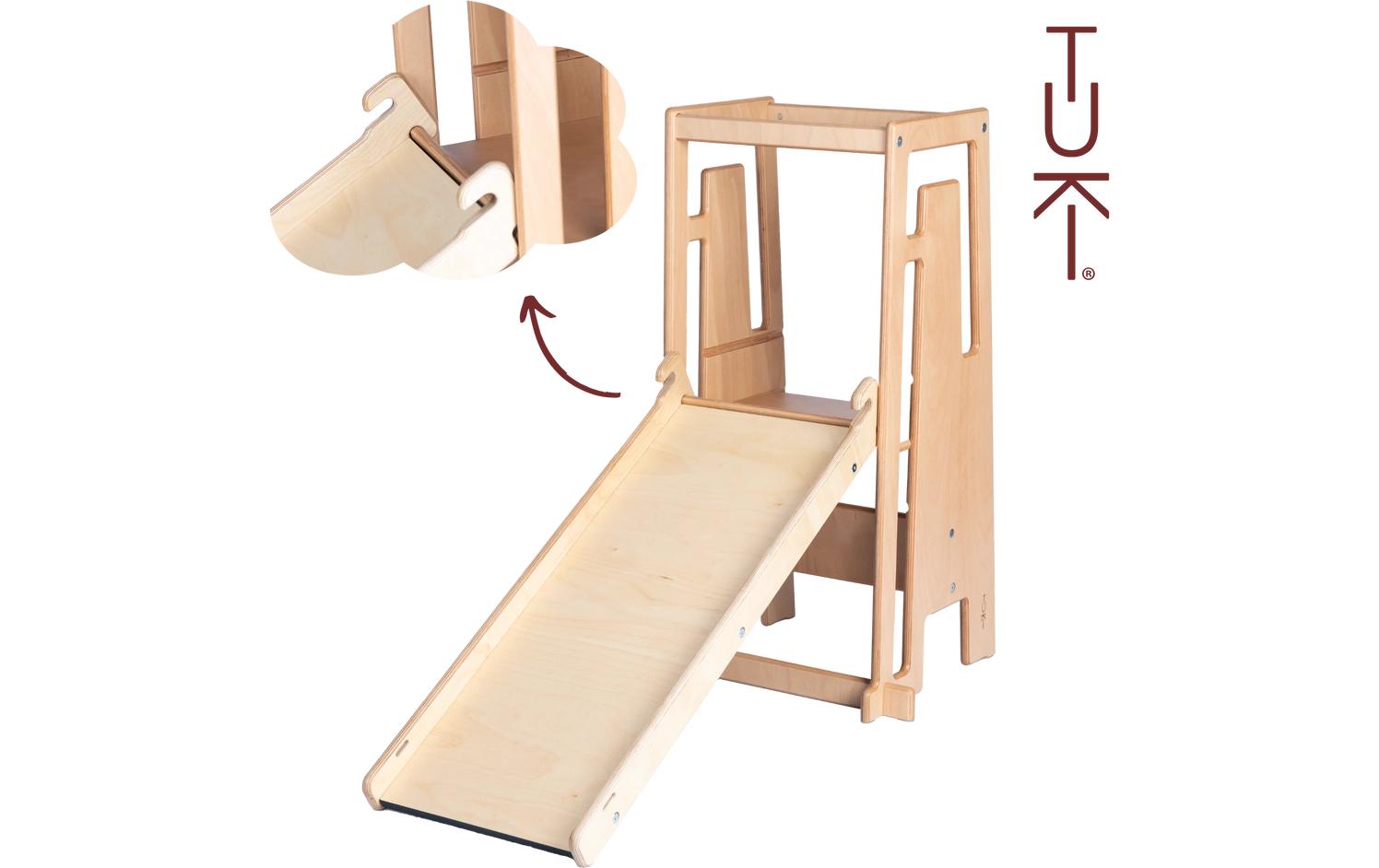 Rutsche mit Maltafel Nature<br>Einfaches Ein- und Aushängen auf mittlerer und unterster Stufe