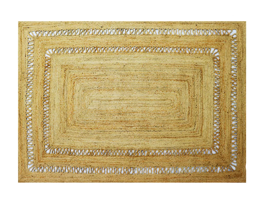 Tapis tressé ajouré 100% jute - 160 x 230 cm - Naturel - JARAVI
