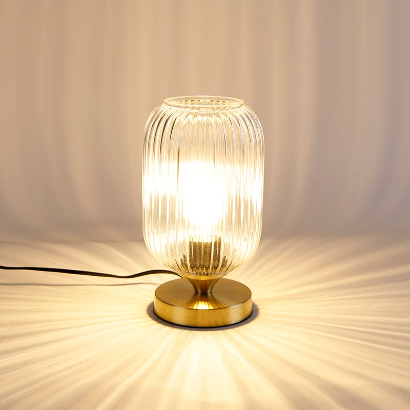 Art deco tafellamp messing met glas - Banci