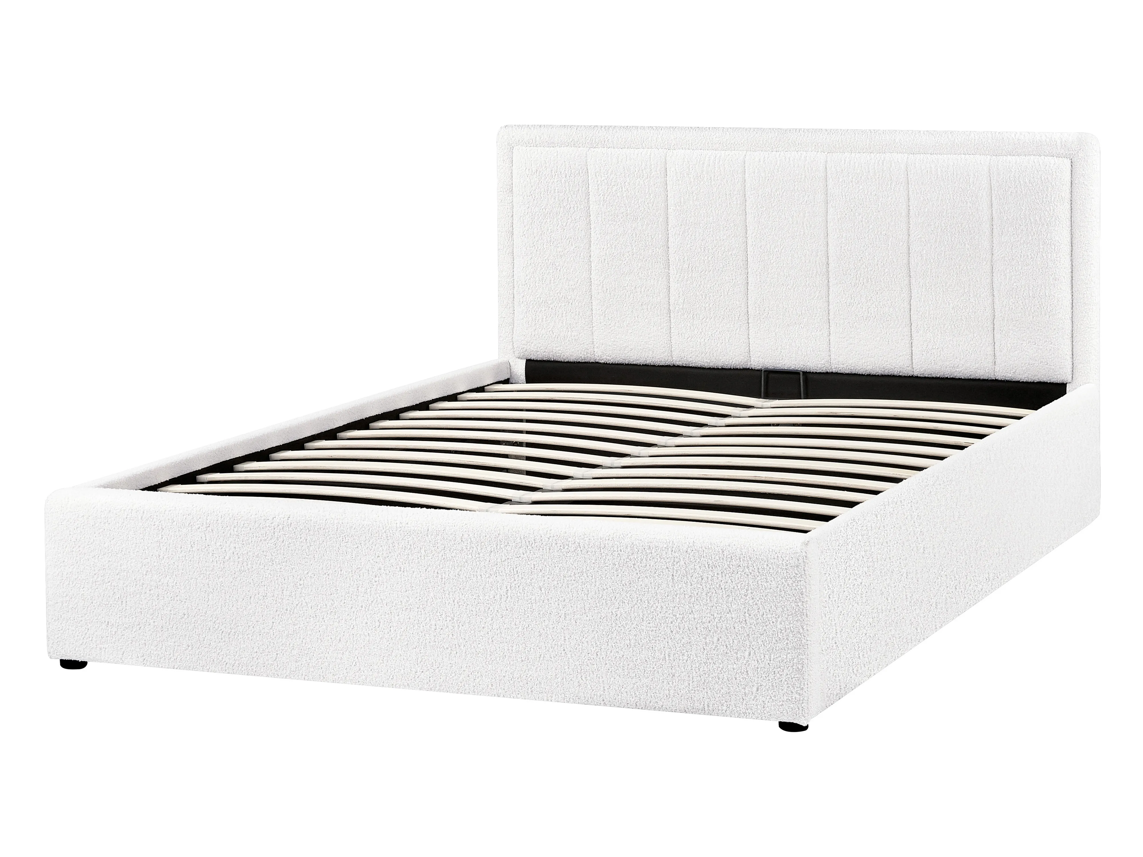 Bed met opbergruimte Bouclé MONTLAUR 140 x 200 cm Wit
