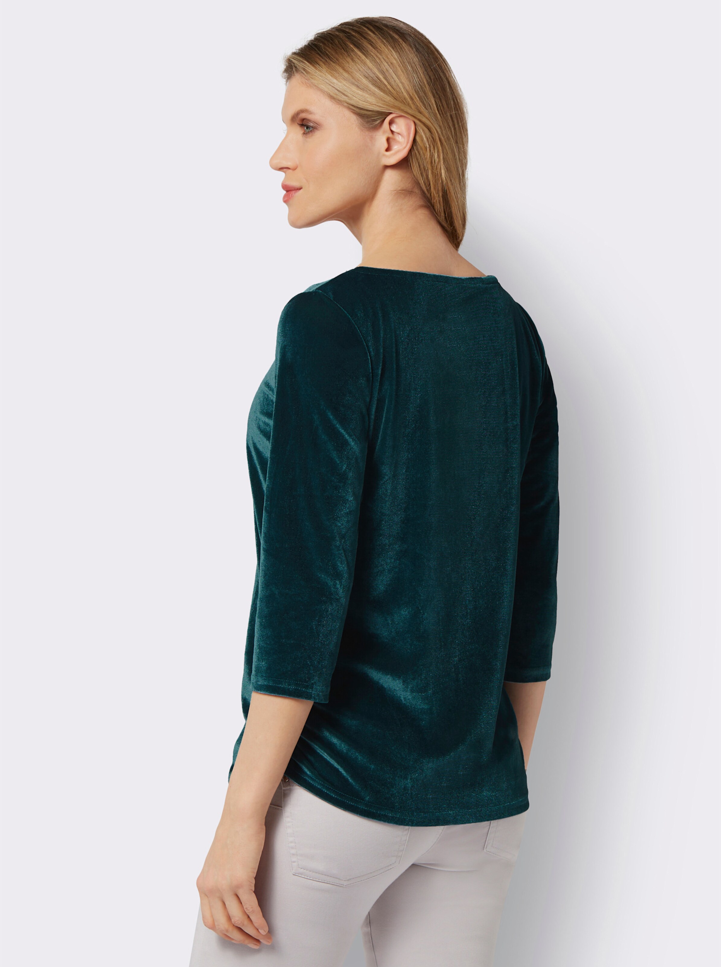 34-Arm-Shirt aus schimmerndem Samt