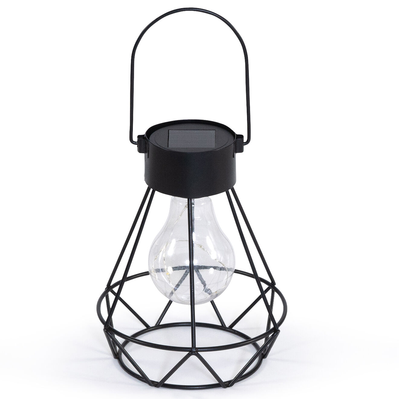 Pratik Garden Lanterne solaire géométrique noire - D.13.5xH.24 cm