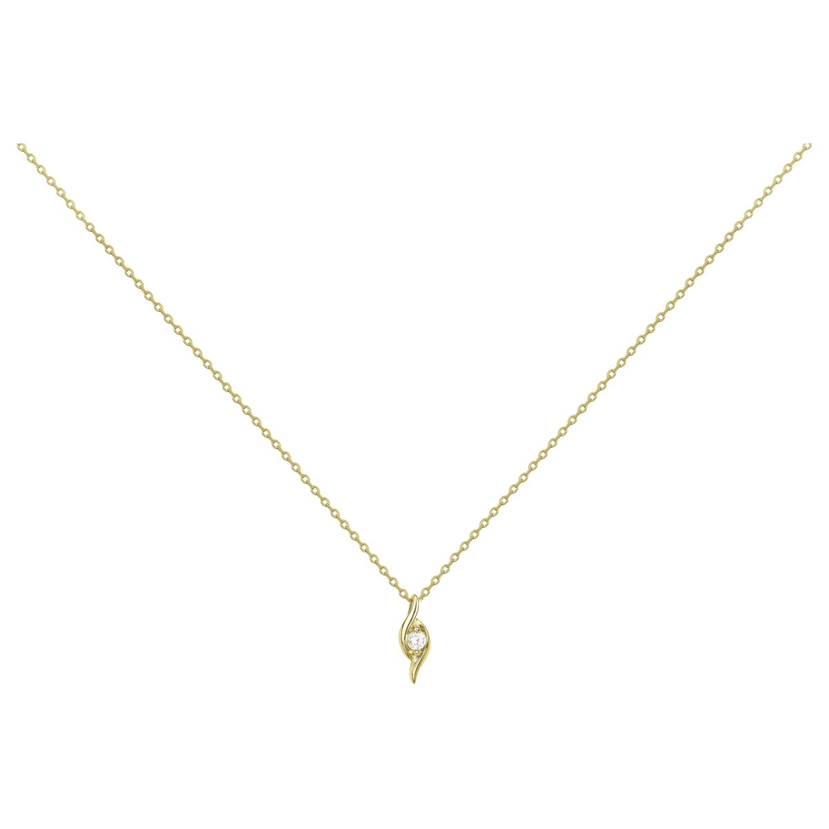 Collier mono-motif en Plaqué Or avec oxyde de zirconium blanc