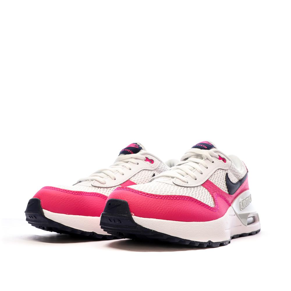 Nike Baskets Blanc/Rose Femme Nike Air Max Systm