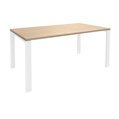 Bureau simple IRIS - L160 cm - Plan de départ - Pieds blanc - plateau imitation Chêne clair
