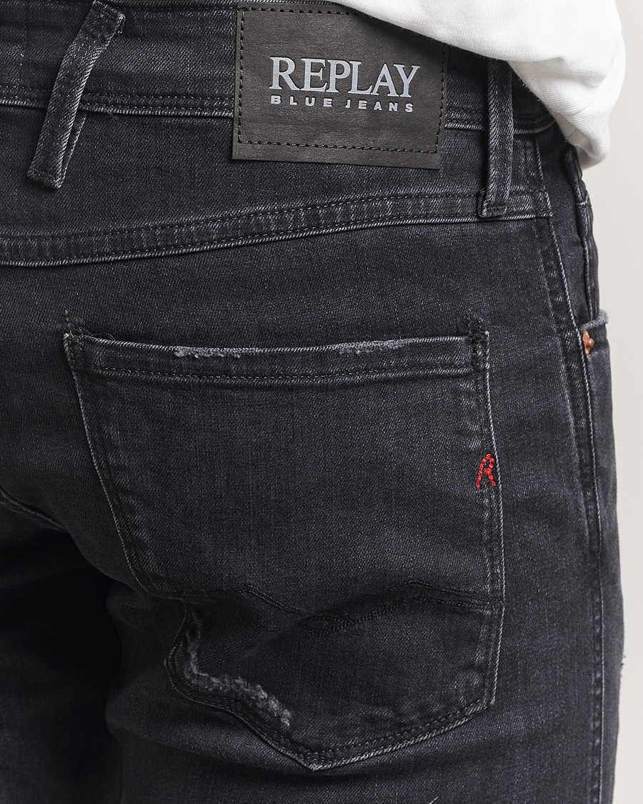 Replay Anbass Distressed Super Stretch Bio Jeans Washed Black