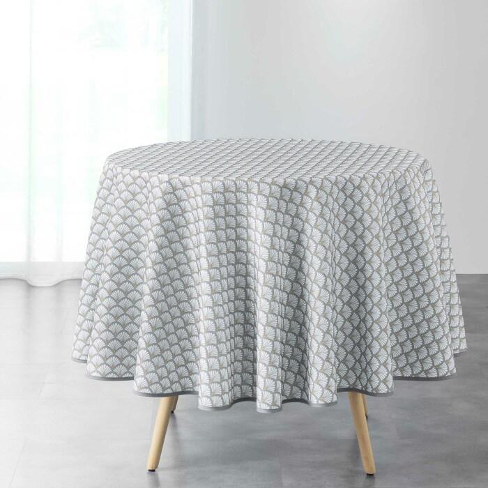 NAPPE RONDE D.180CM IMPRIME ARTCHIC BLANC