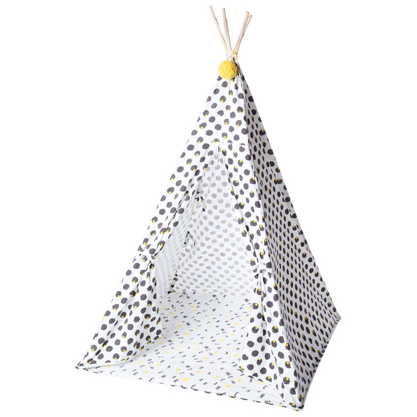 Tipi en coton et bois imprimé graphique Modern Pop - Gris