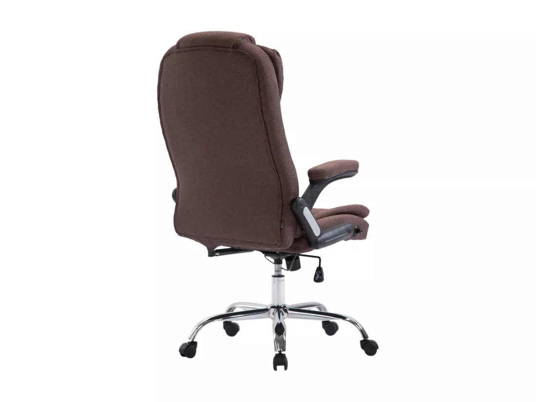 Chaise de bureau - Tissu & Métal chromé - Marron - Thor