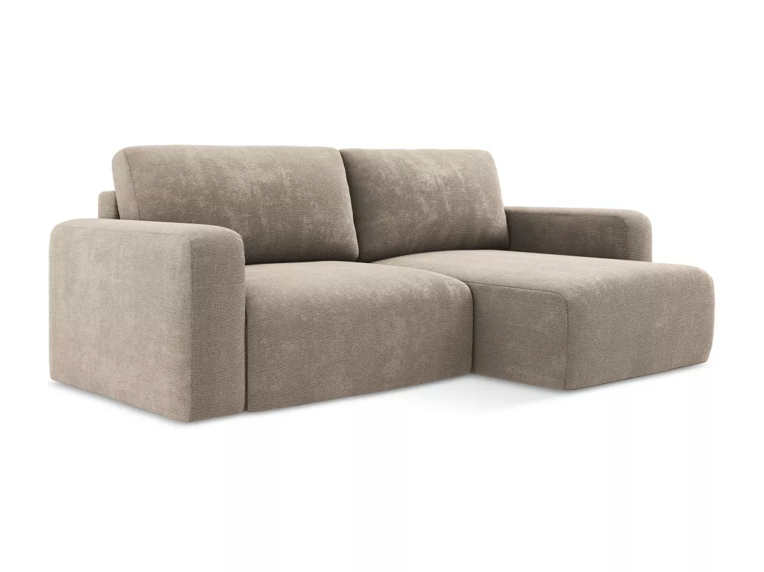 Canapé d’angle 3 places droit convertible en Chenille - beige foncé - KONA