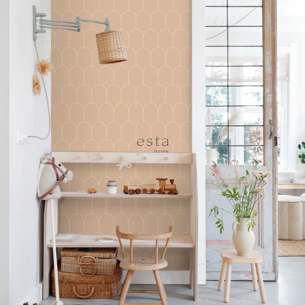 Estahome Art Deco Motief Behang V - 0,53 x 10,05 m - Petrolblauw / Goud